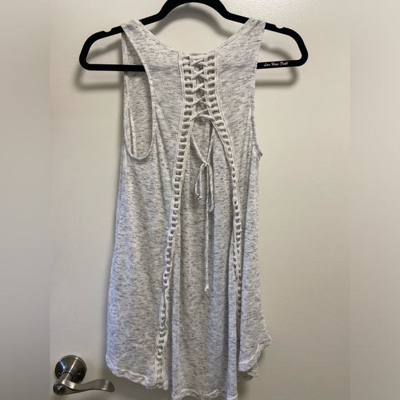 Anthropologie Akemi + Kin grey tank top swing top lace up back size medium - Picture 3 of 4